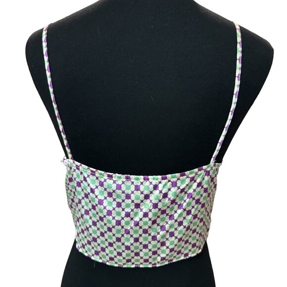 New ~ TOPSHOP ~ Ruched Tie Flower Tile Print Cami Top Size 8 - Picture 4 of 6